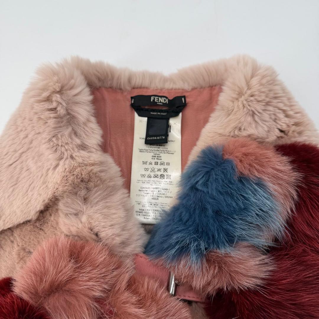 17612✨フェンディ レッドフォックス ラビット ファーマフラー 毛皮 ピンク