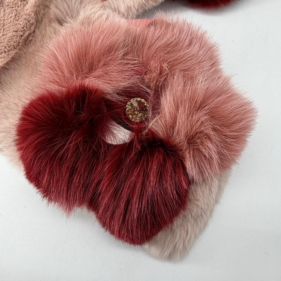 17612✨フェンディ レッドフォックス ラビット ファーマフラー 毛皮 ピンク
