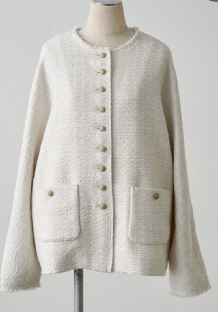 PUAL CE CIN スラブツイードノーカラージャケット ピュアルセシン