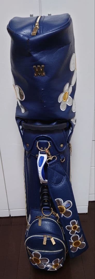 ★ねねかか★【中古品】ウィンウィン　ネイビー ✕花柄 　キャディバッグ
