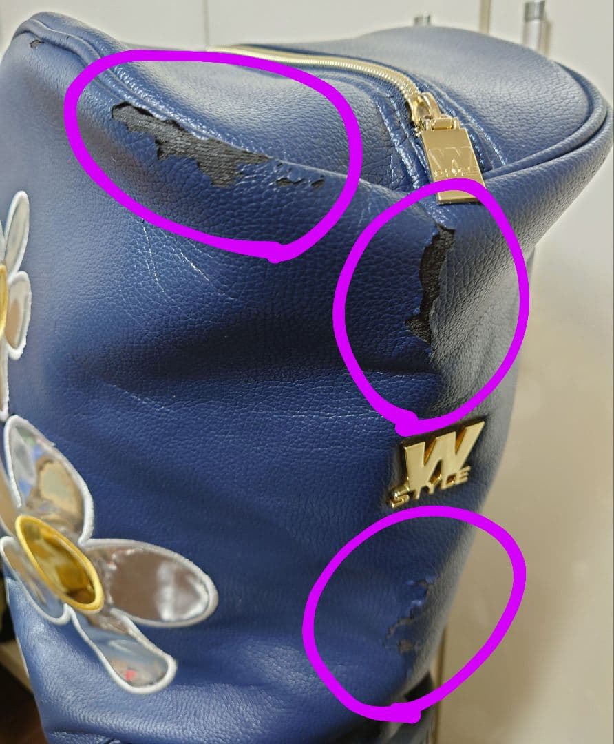 ★ねねかか★【中古品】ウィンウィン　ネイビー ✕花柄 　キャディバッグ