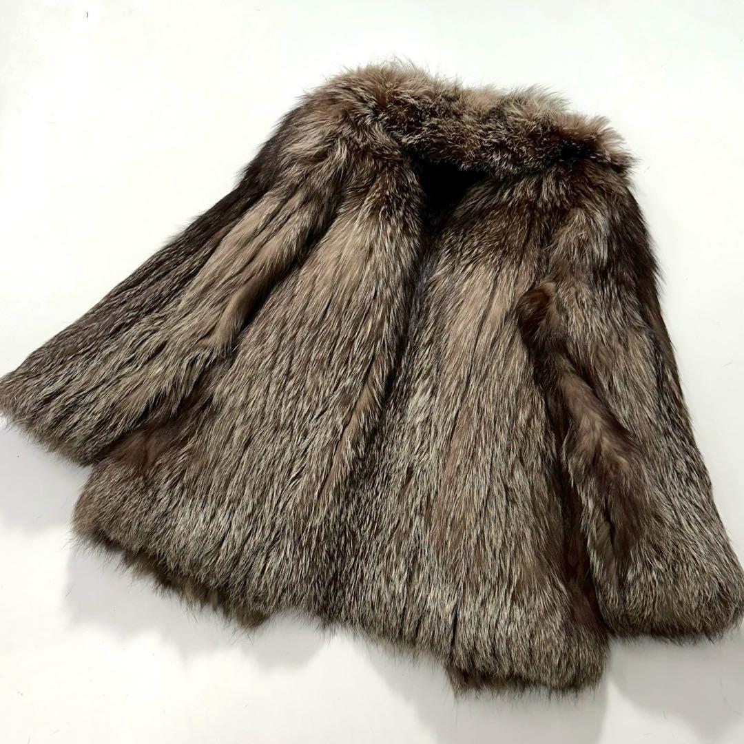 EMBA エンバ シルバーフォックス ファーコート 毛皮 ブラウン