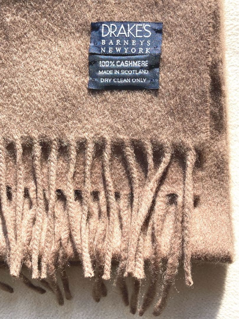 バーニーズニューヨーク別注　ドレイクス　カシミヤ100 マフラー　ブラウン　美品