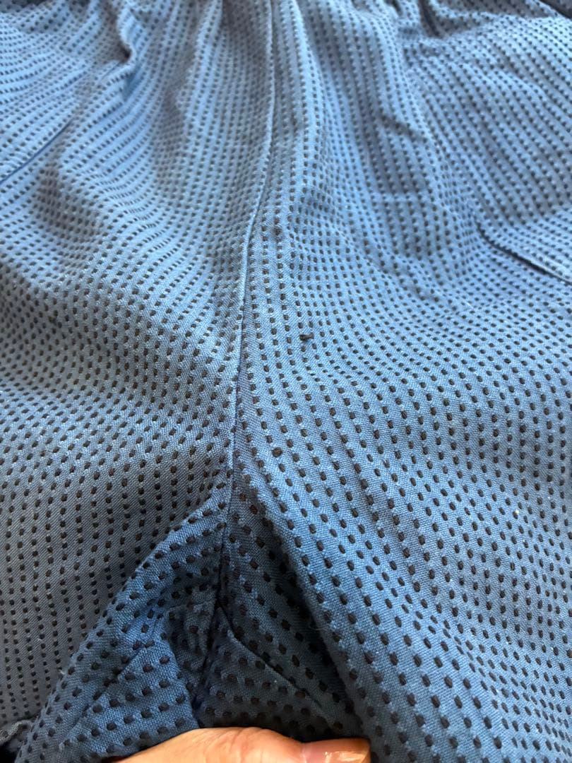 UZUIRO 一本刺し子 バルーンパンツ/ブルー/三河木綿 刺し子織