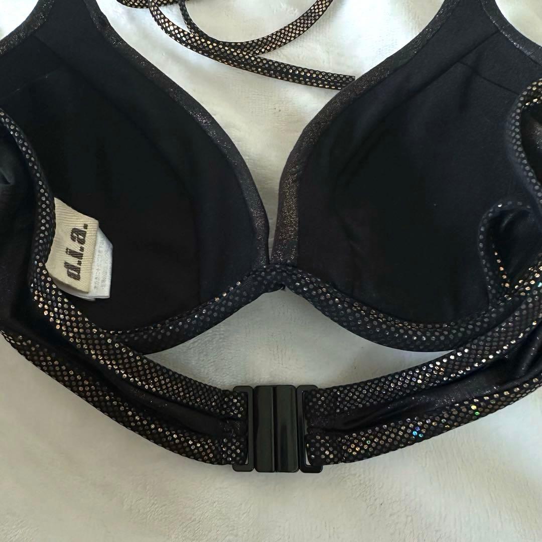 【d.i.a.】ダイヤ ゴールドラメ メタリックチェーンビキニトップス ブラック