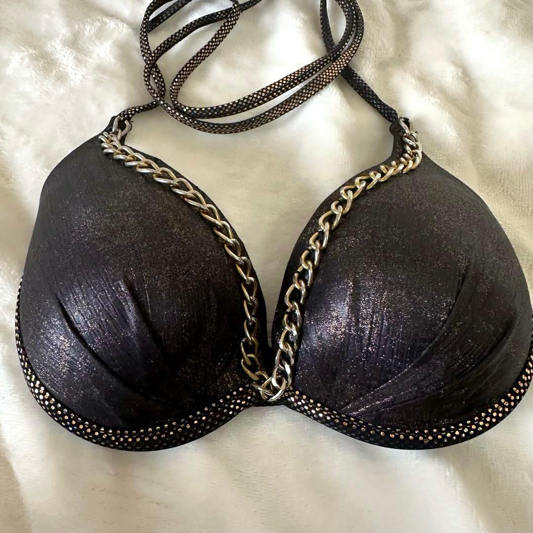 【d.i.a.】ダイヤ ゴールドラメ メタリックチェーンビキニトップス ブラック