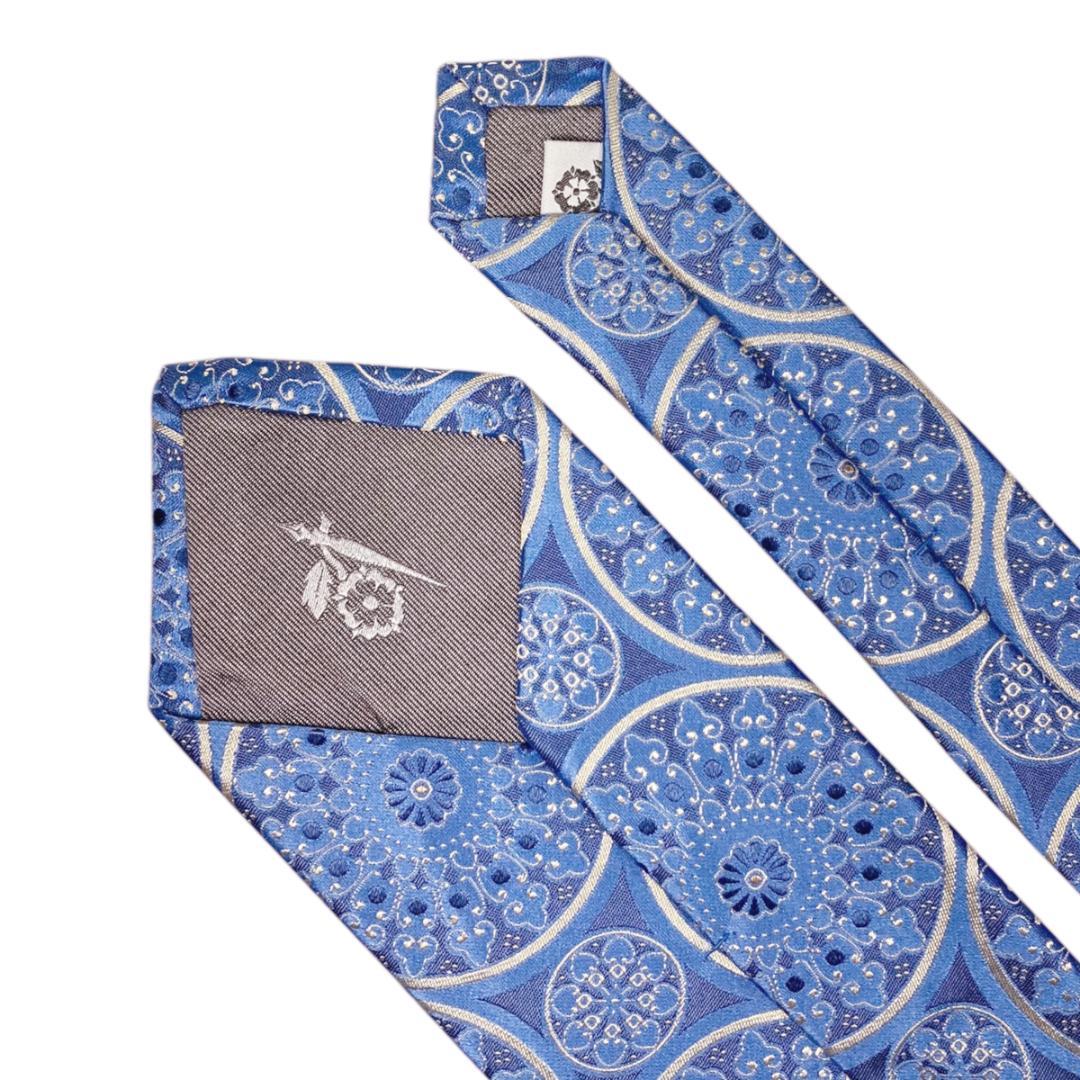 【英国製◆リッチな光沢感】Penroseペンローズ シルクネクタイ134大輪青花