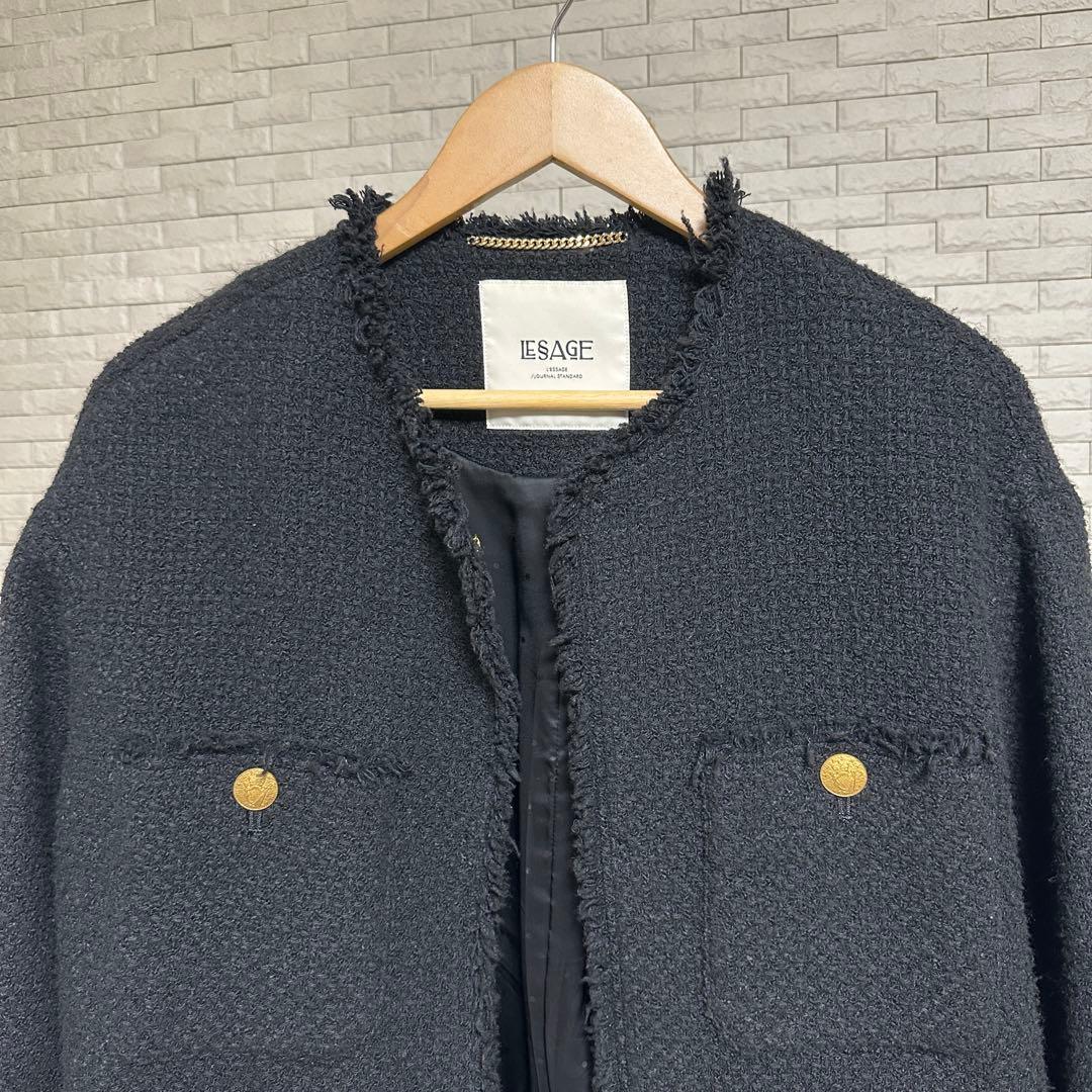 ジャーナルスタンダードレサージュGIOLICAツイードジャケット ブラック