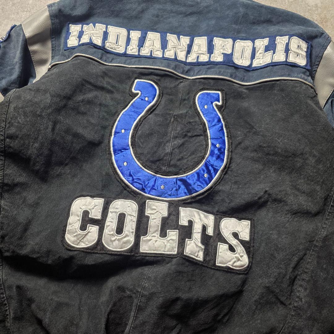入手困難NFLインディアナポリスコルツスウェードレザージャケットスタジャン短丈黒