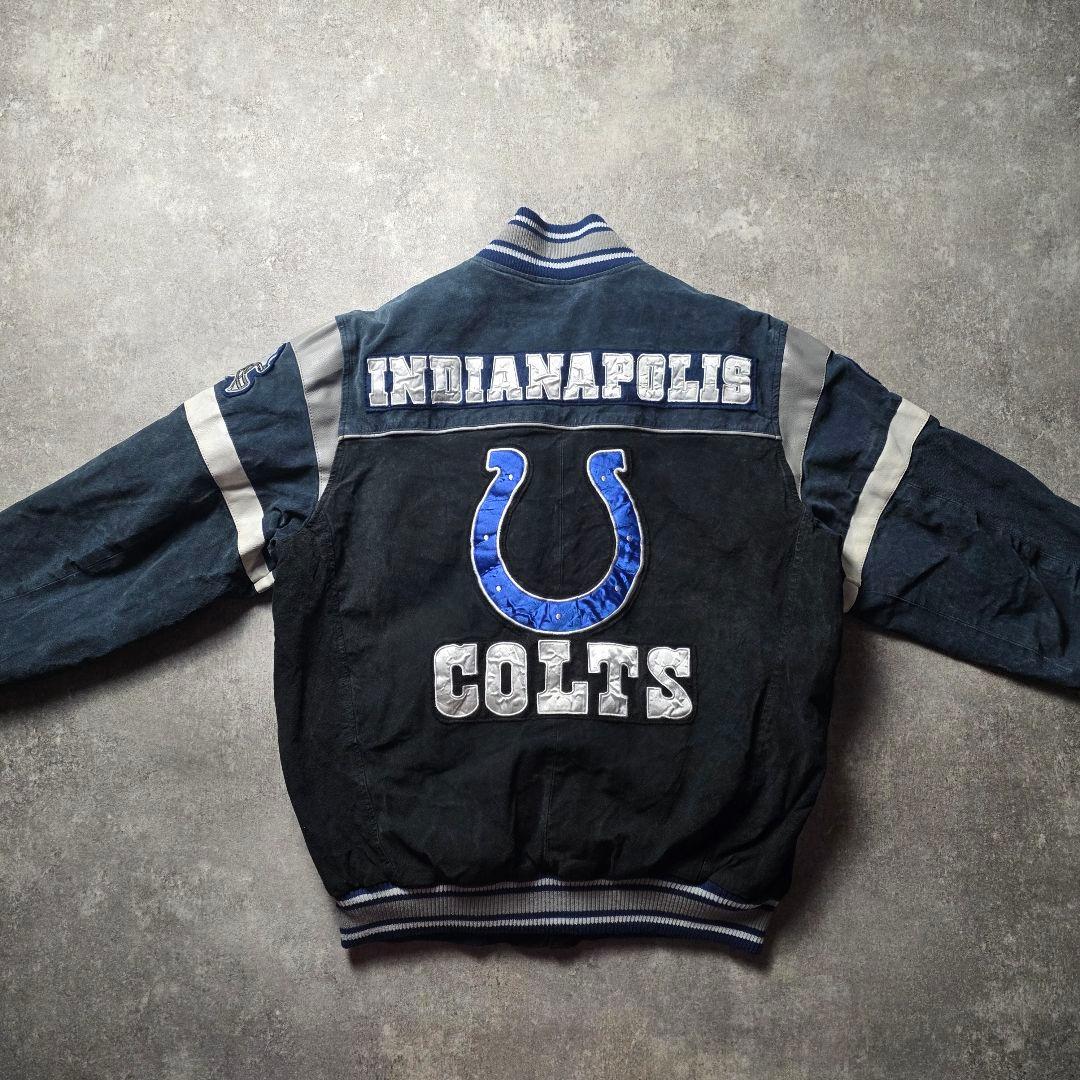 入手困難NFLインディアナポリスコルツスウェードレザージャケットスタジャン短丈黒