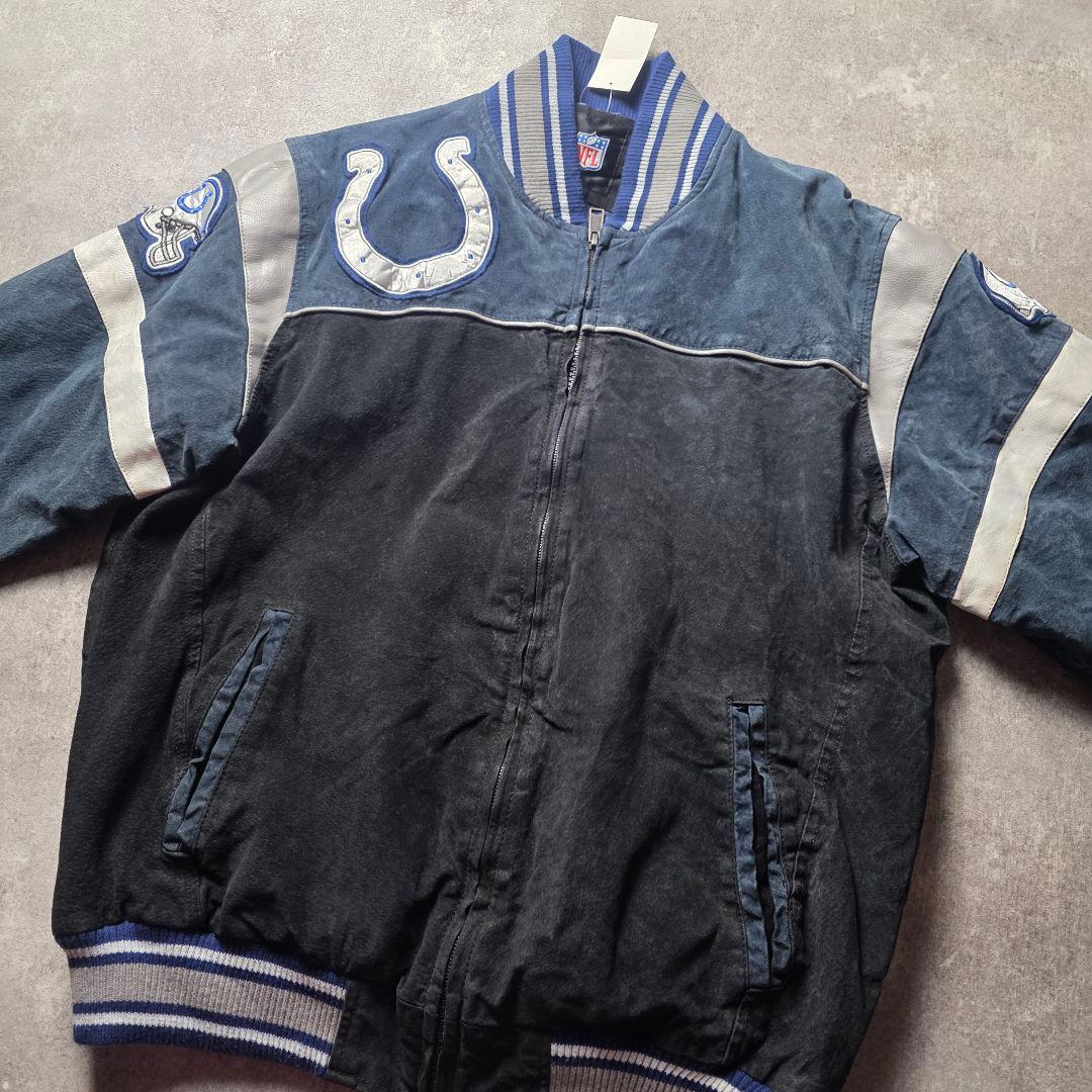 入手困難NFLインディアナポリスコルツスウェードレザージャケットスタジャン短丈黒