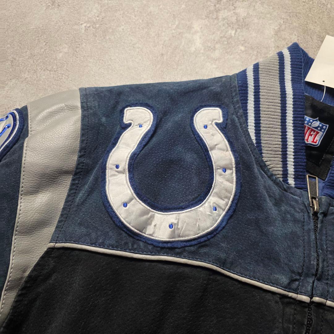 入手困難NFLインディアナポリスコルツスウェードレザージャケットスタジャン短丈黒