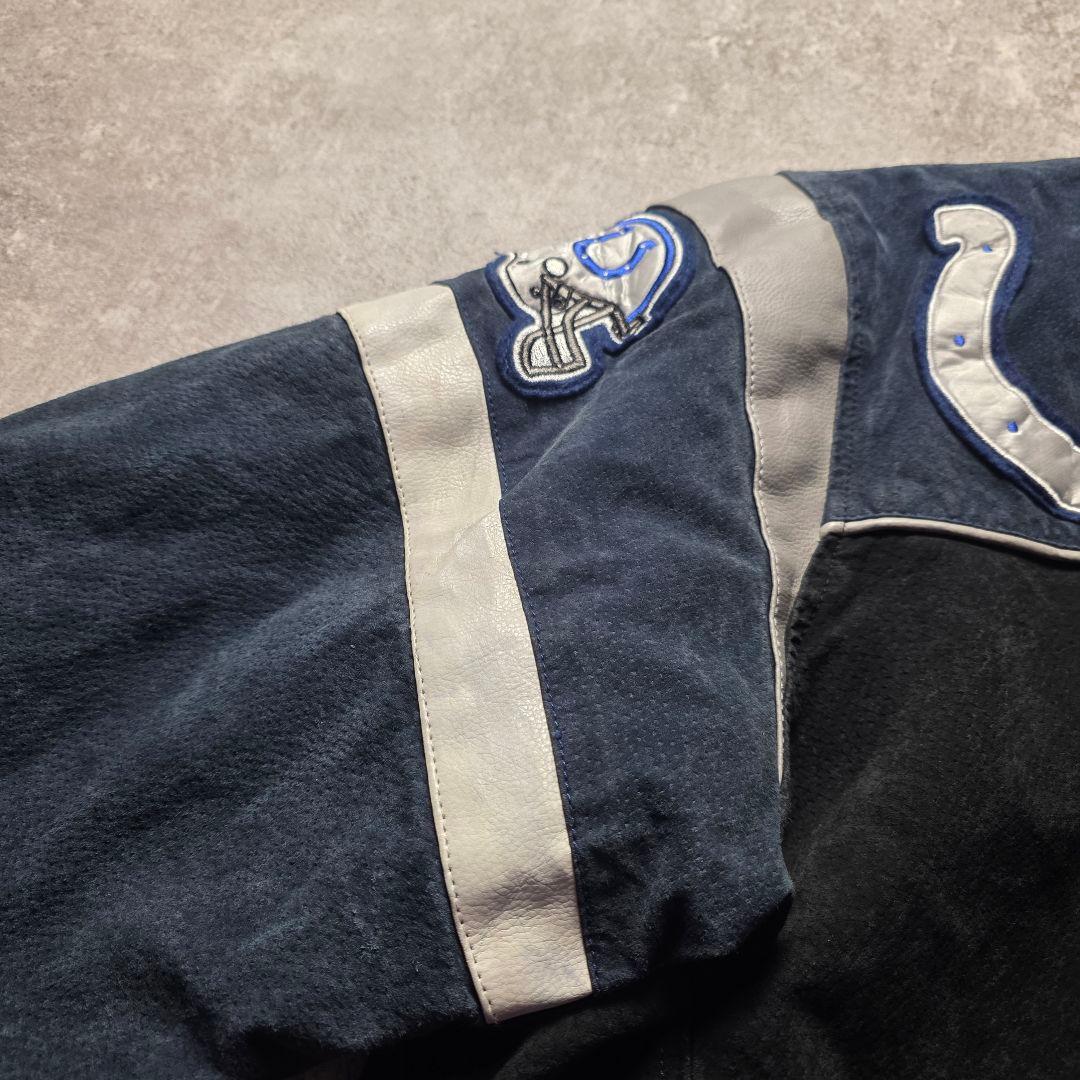 入手困難NFLインディアナポリスコルツスウェードレザージャケットスタジャン短丈黒