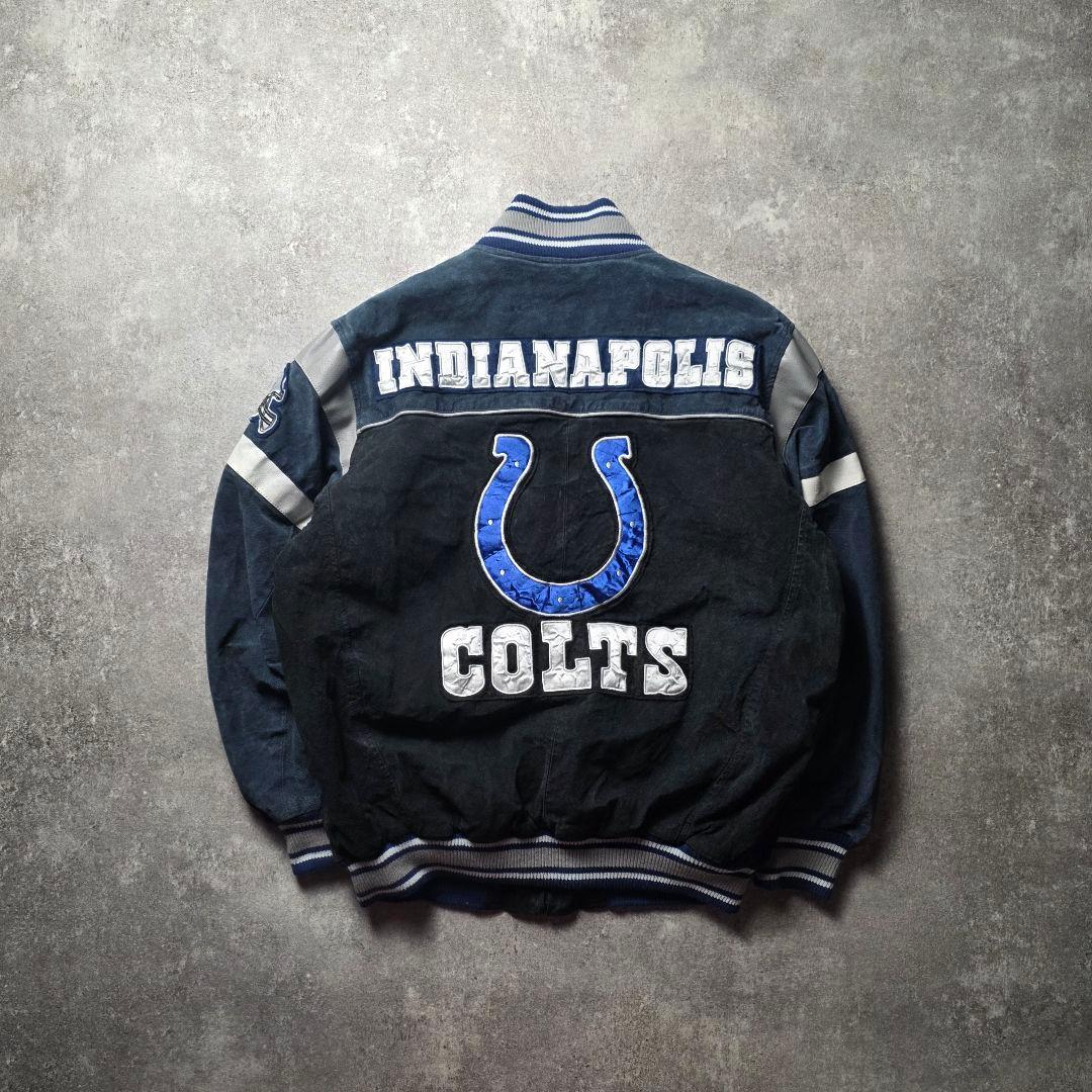 入手困難NFLインディアナポリスコルツスウェードレザージャケットスタジャン短丈黒