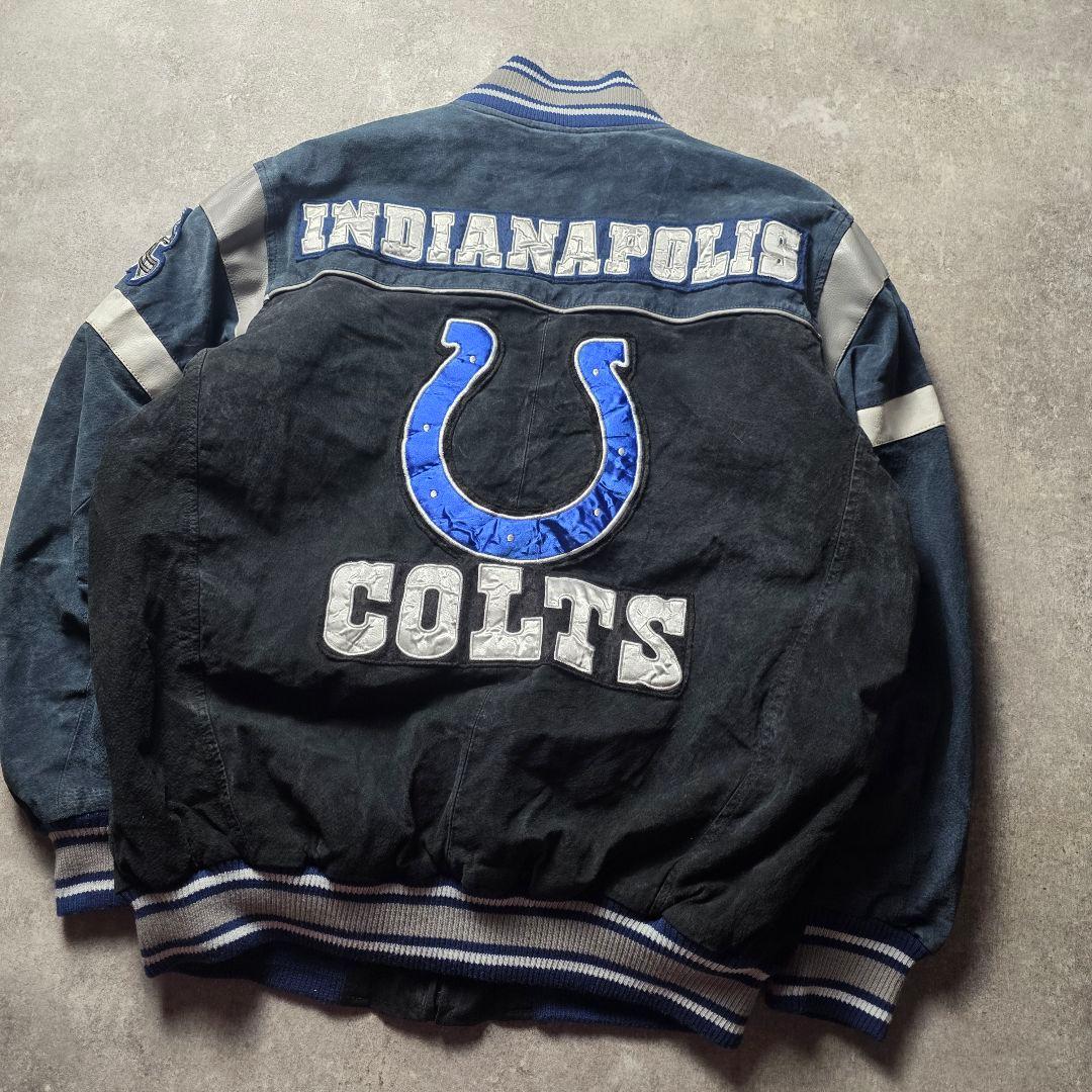 入手困難NFLインディアナポリスコルツスウェードレザージャケットスタジャン短丈黒