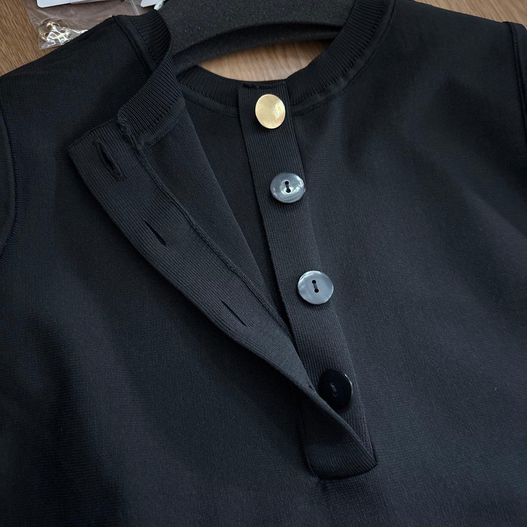 新品タグ付き　Aga Blackスコットクラブ　タフタ切替ニットロングワンピース