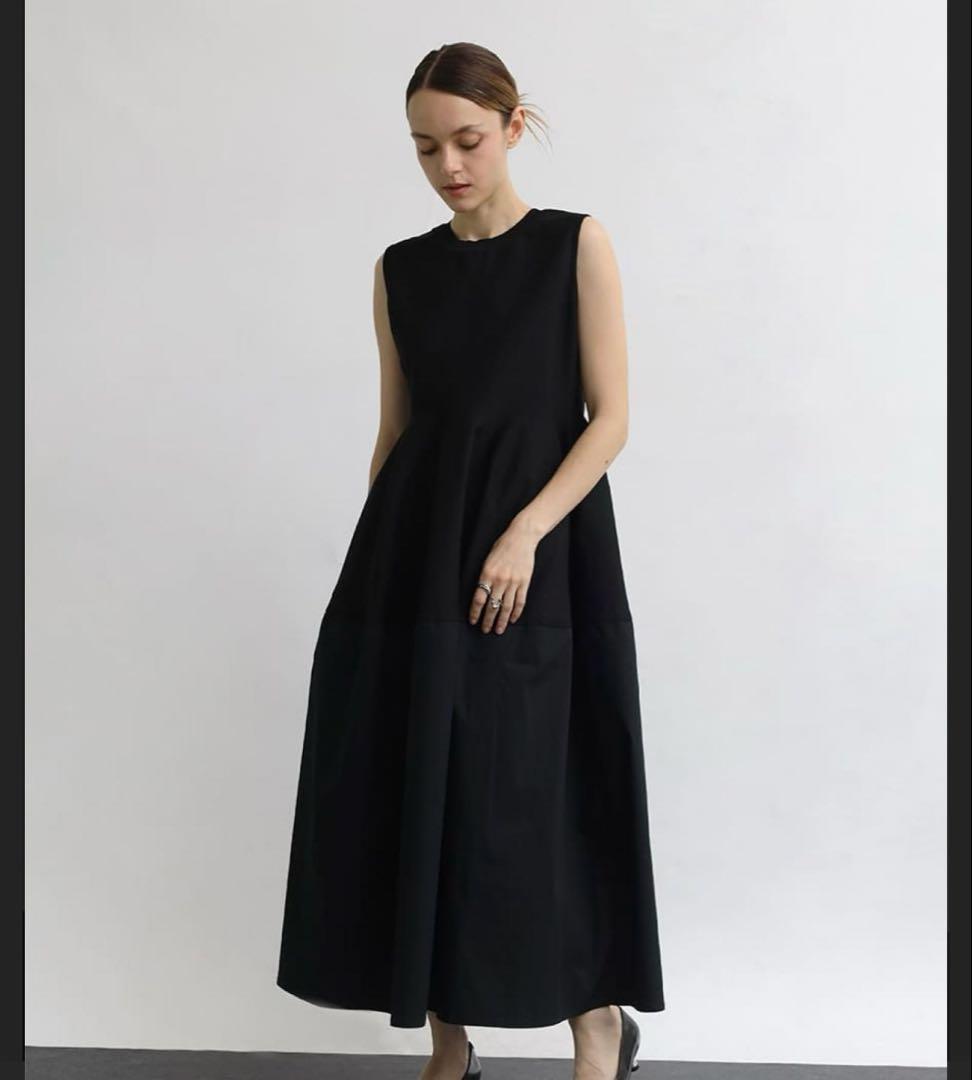 新品タグ付き　Aga Blackスコットクラブ　タフタ切替ニットロングワンピース