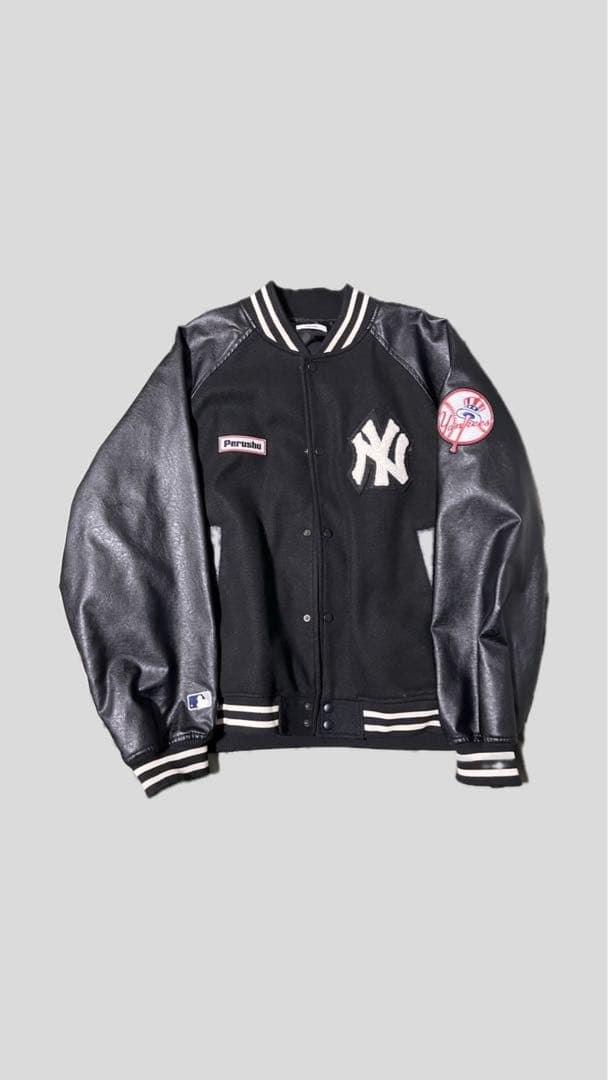 Perushu スタジャン ヤンキース ブラック Lサイズ