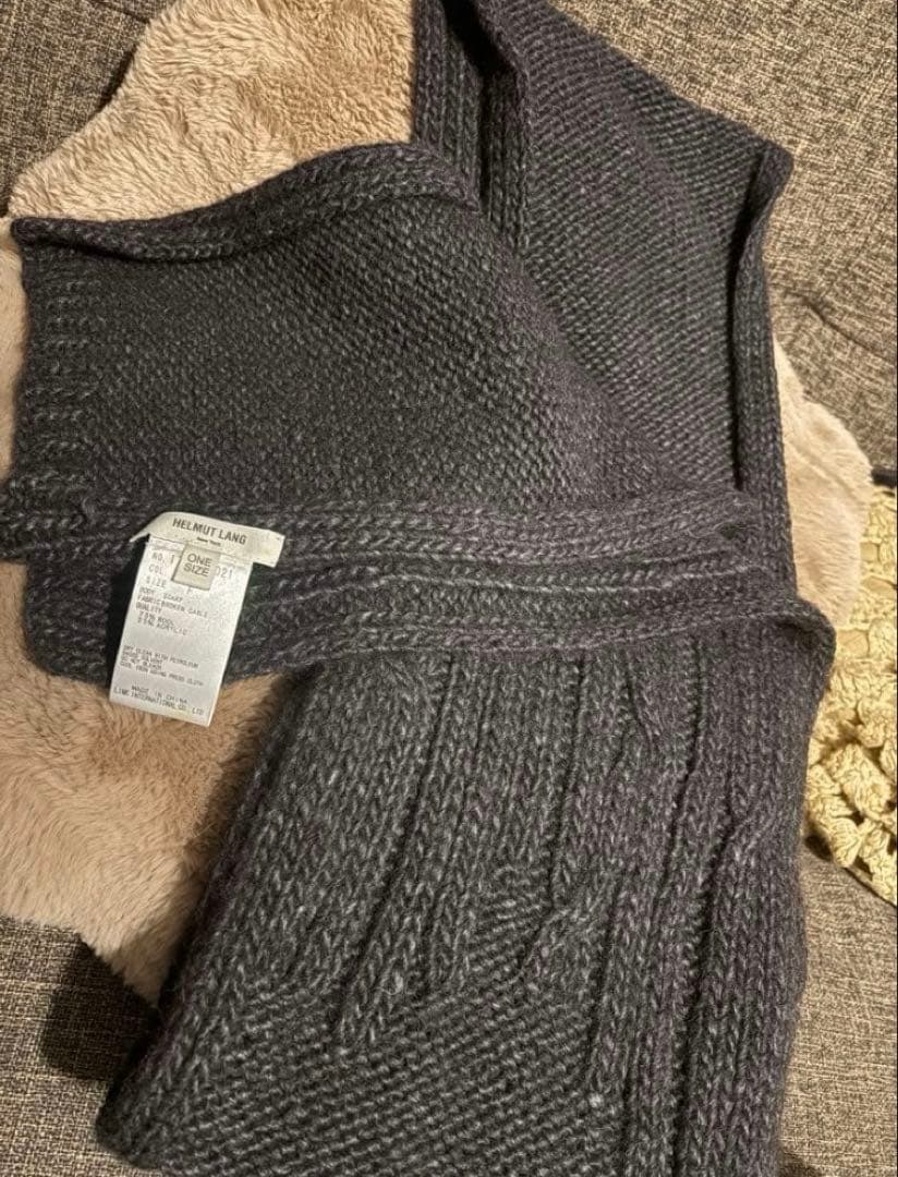 Helmut Lang ウールアクリル　ダークグレー マフラー　スーパーロング