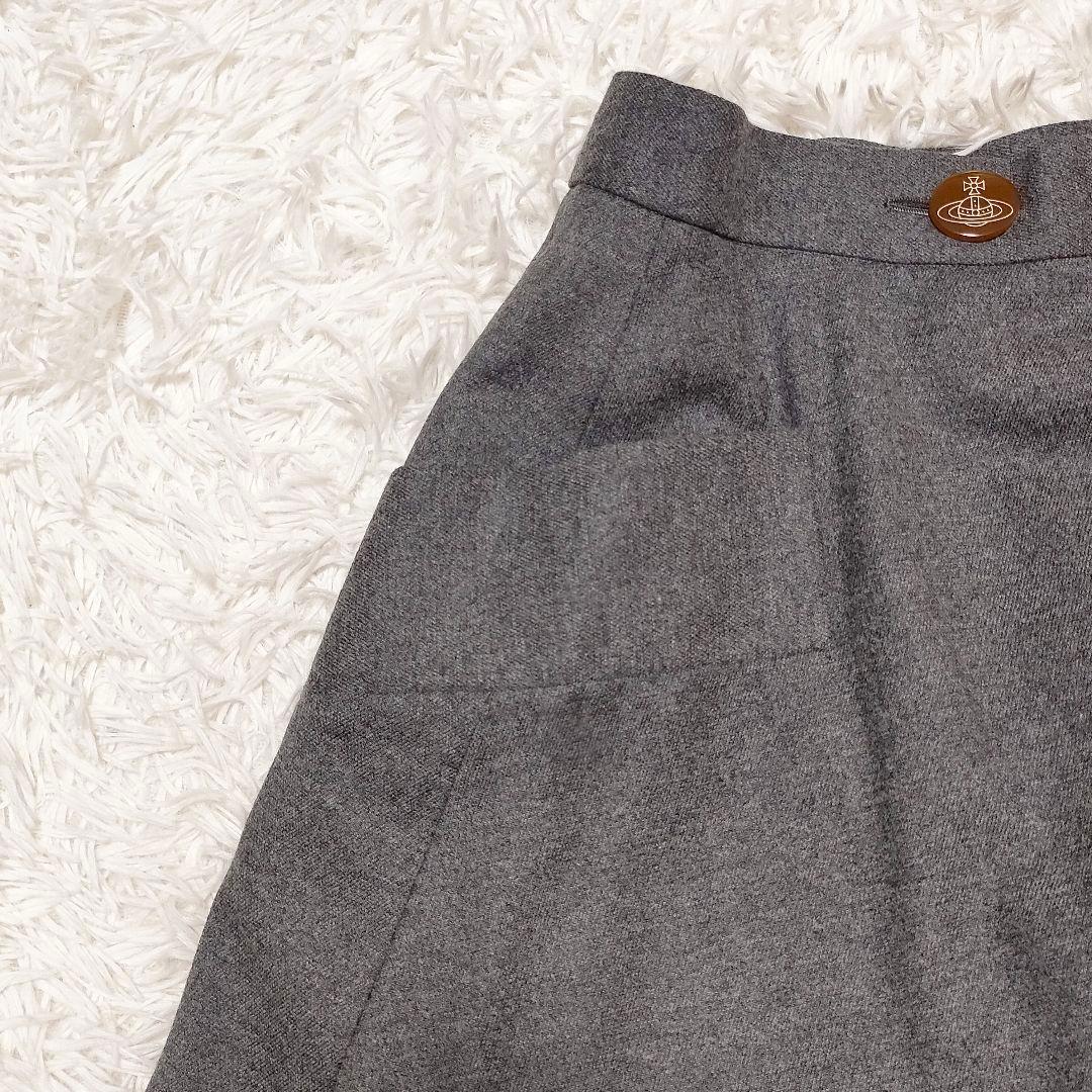 ヴィヴィアンウエストウッドレッドレーベル ウール ラップスカート オーブボタン