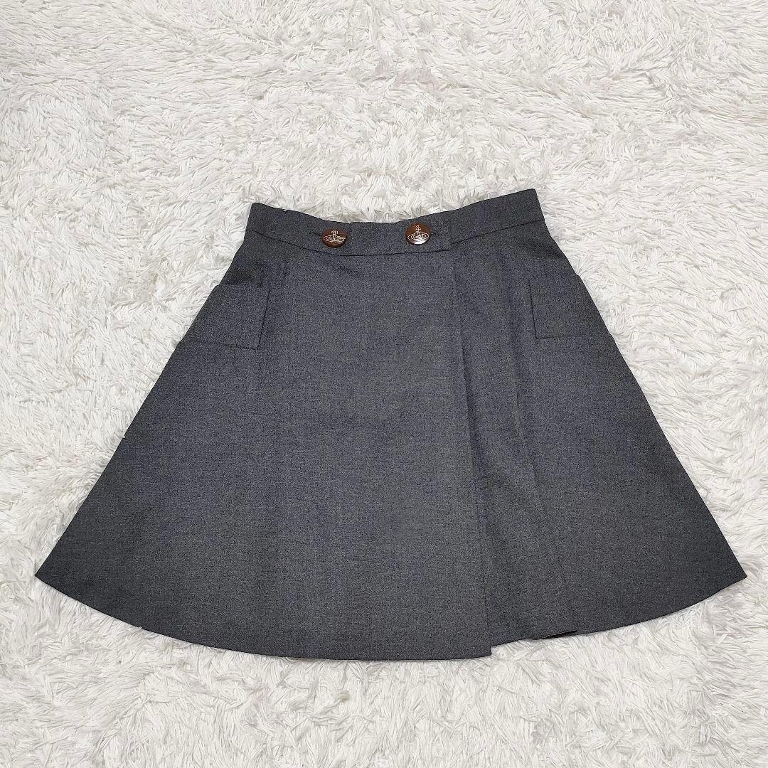 ヴィヴィアンウエストウッドレッドレーベル ウール ラップスカート オーブボタン