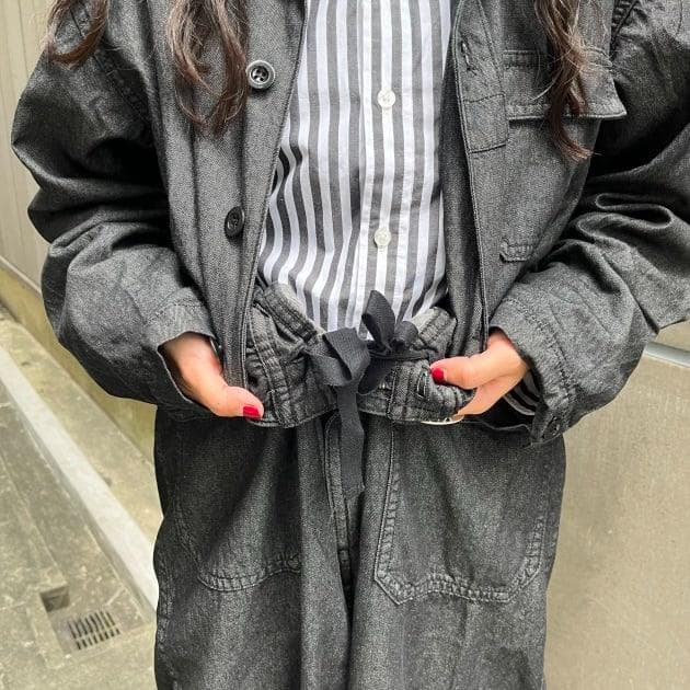 BEAMS BOY デニム ミリタリー オールインワン ブラック