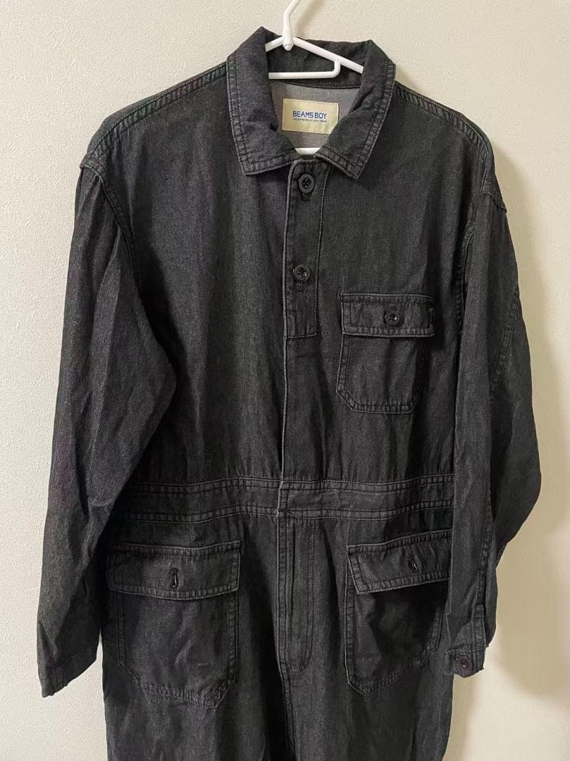 BEAMS BOY デニム ミリタリー オールインワン ブラック