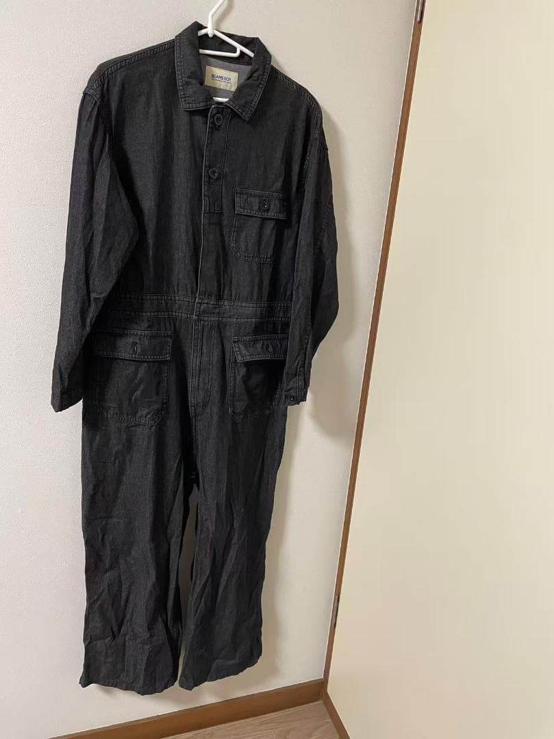 BEAMS BOY デニム ミリタリー オールインワン ブラック