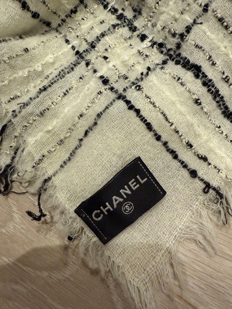 CHANEL 大判ストール　ツィードマフラー