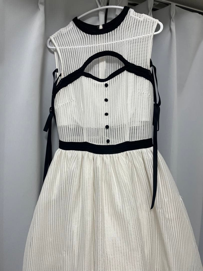 エムミーエメmmeeme Bicolor mesh long ワンピース