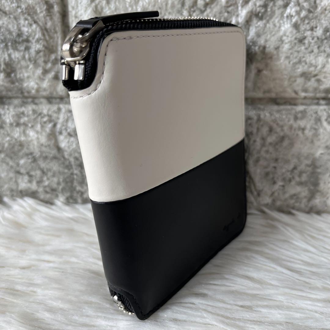 【新品未使用】アニエスベー　バイカラー　レザー　二つ折り財布