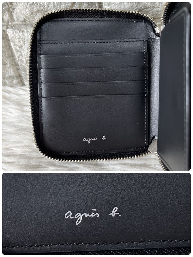 【新品未使用】アニエスベー　バイカラー　レザー　二つ折り財布