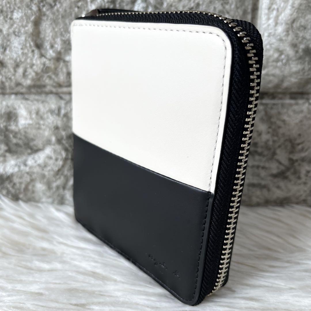 【新品未使用】アニエスベー　バイカラー　レザー　二つ折り財布