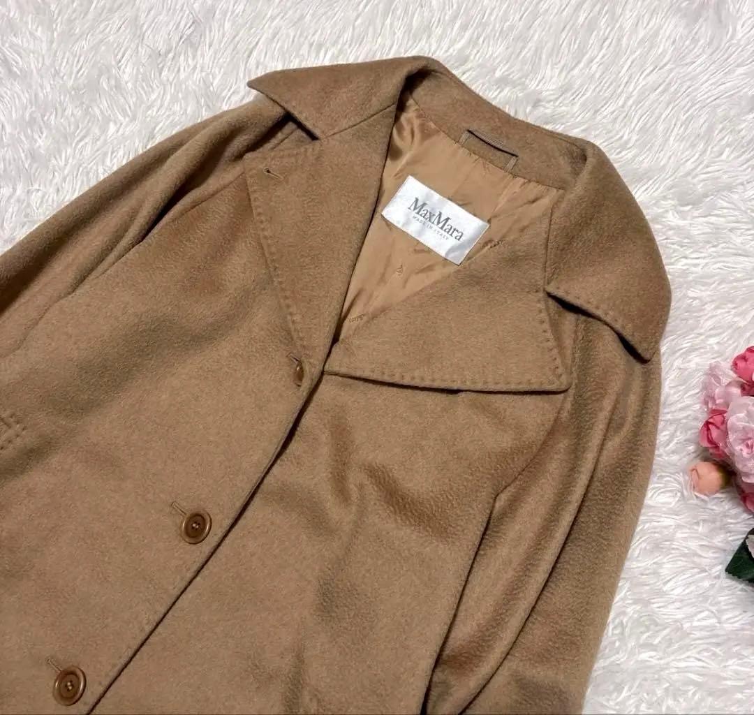 Max Mara 白タグ キャメル100% ロング チェスターコート 36