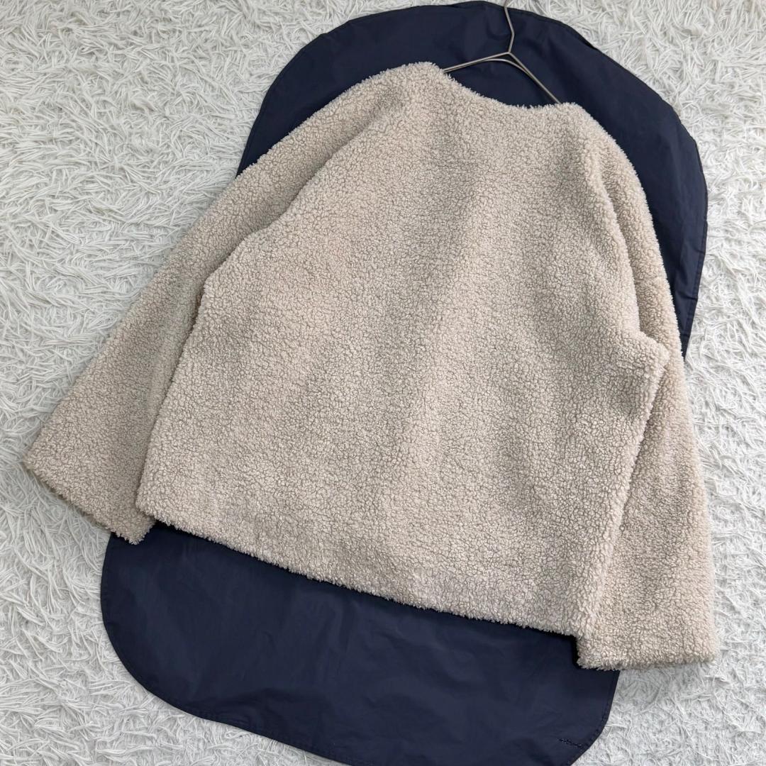 17046✨イエナ フェイクファー ブルゾン ノーカラー 38 M ベージュ
