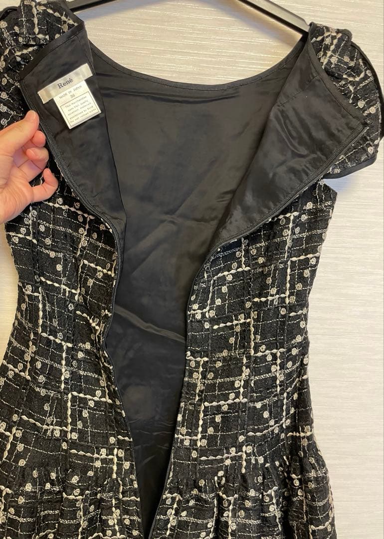 【美品】Rene★ワンピースドレス　ゴールド　黒　チュール　アシンメトリー