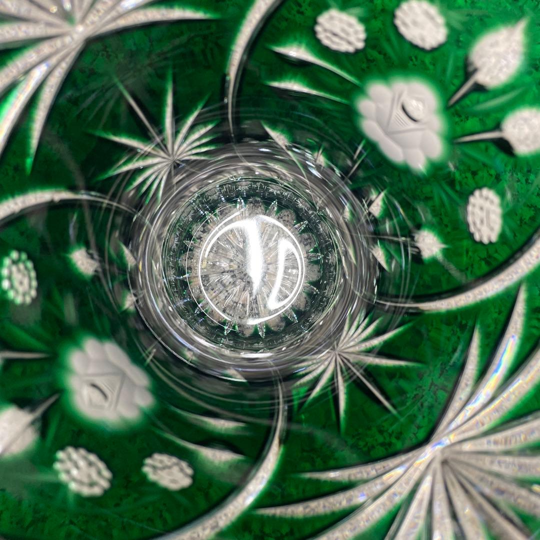 ★ドレスデンクリスタル 花瓶 グリーン フラワーベース ガラス インテリア 格安