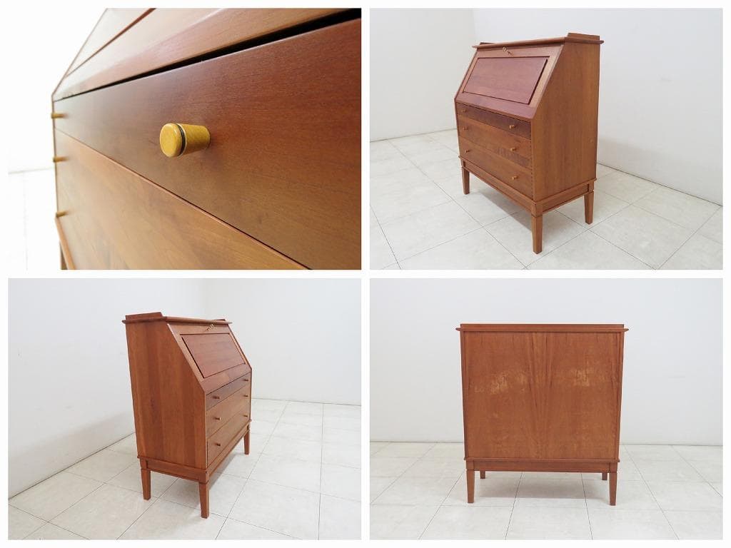 北欧■デンマーク ライティングビューロー■チーク無垢材■デスク チェスト