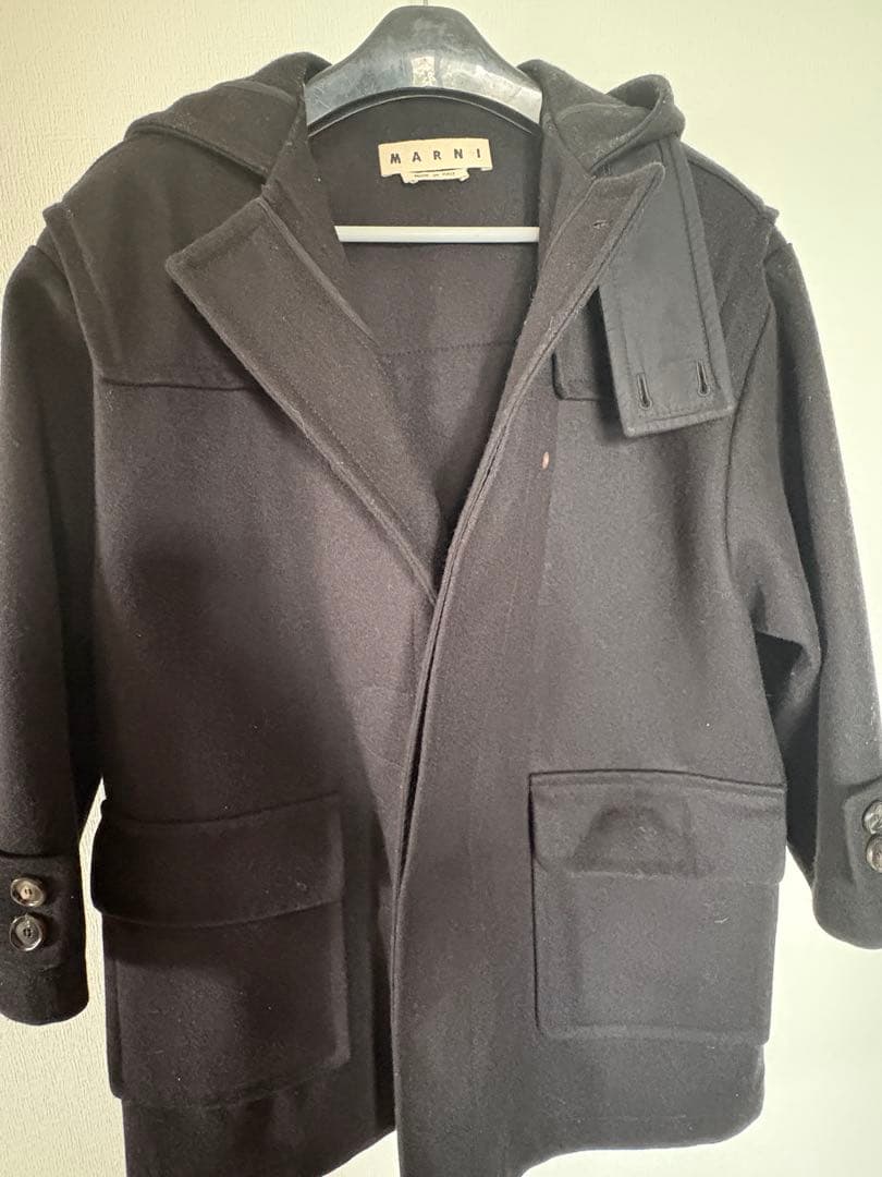 MARNI ブラック フード付きダッフルコート