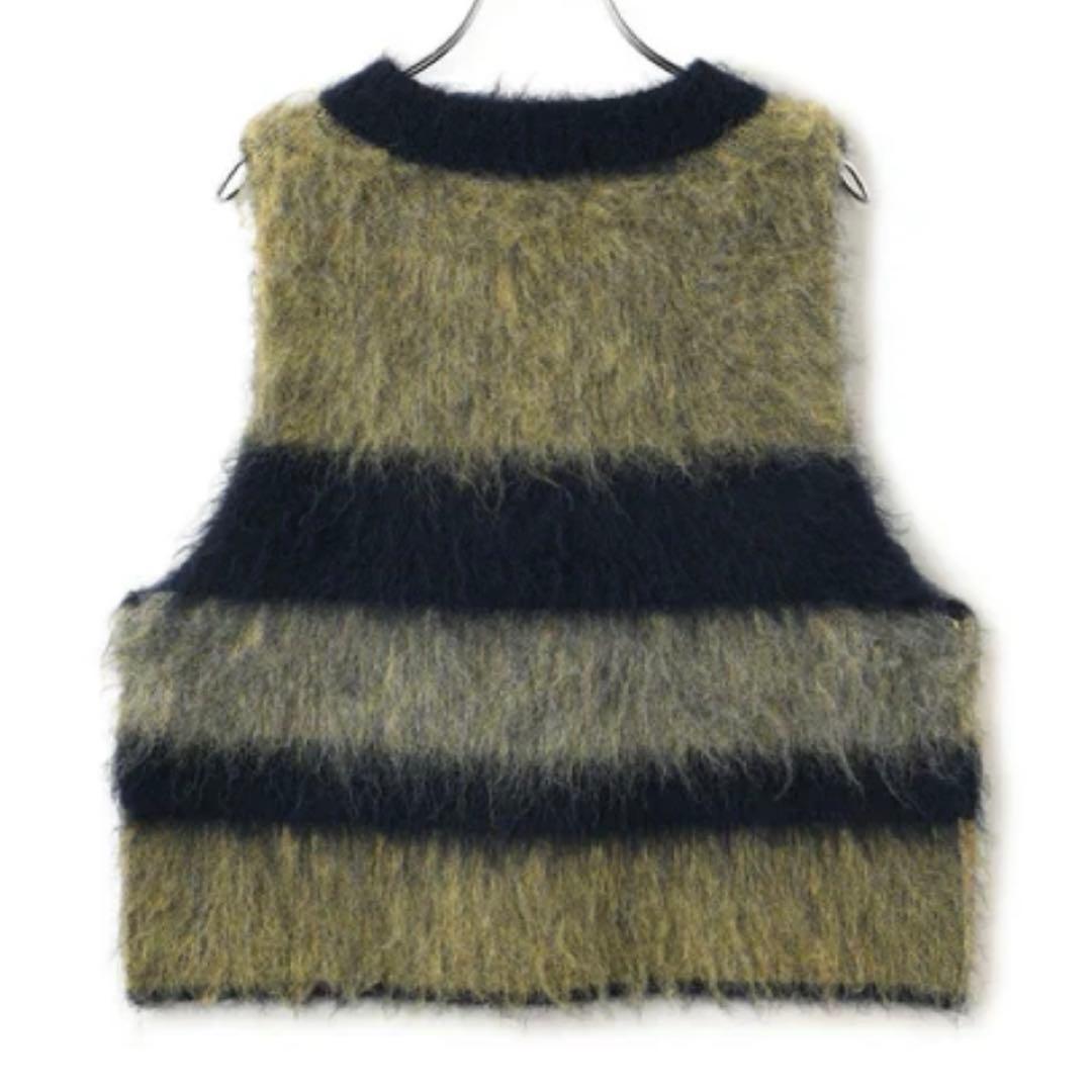 アダムエロペ【完売カラー】ブラッシュドボーダーベスト/ネイビー系