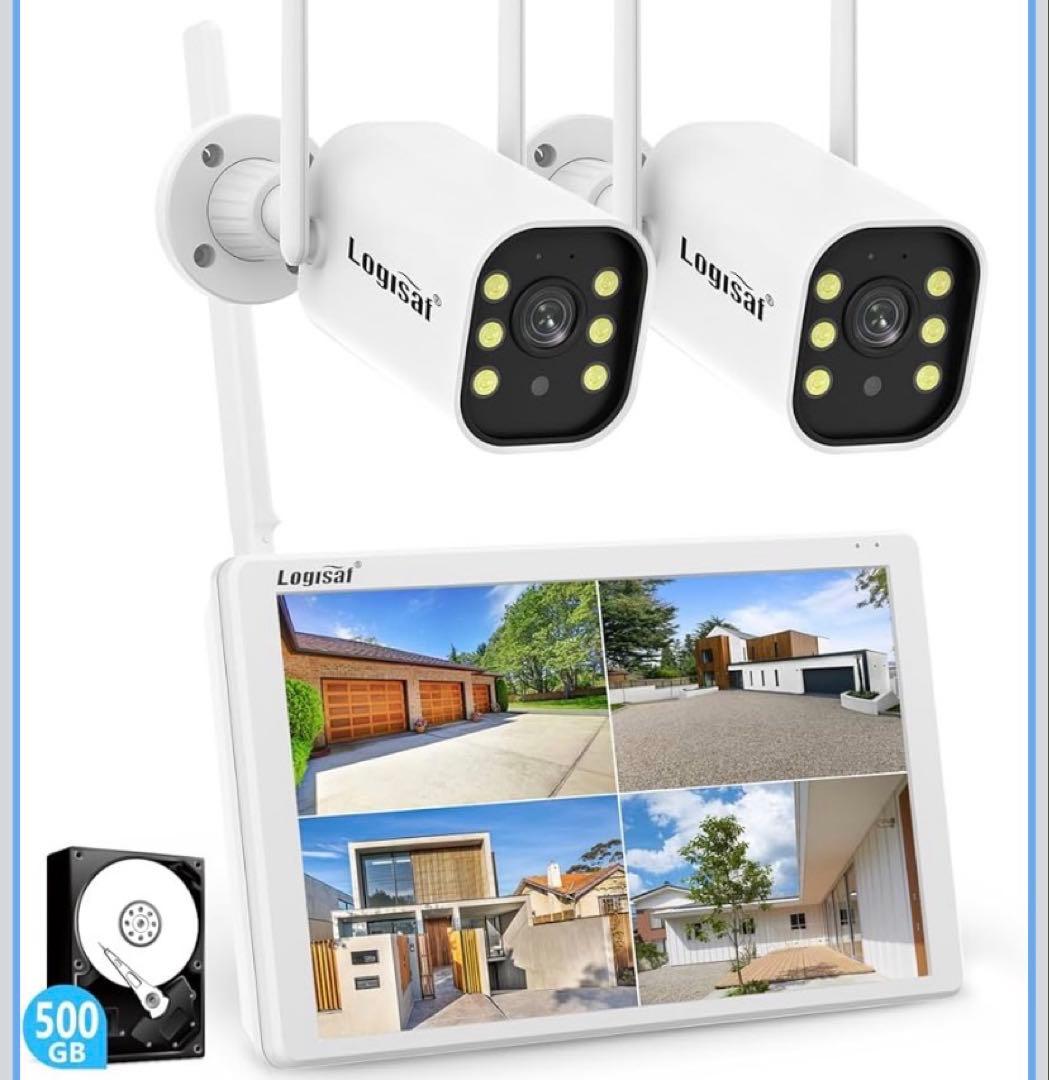 2025年最新500万画素防犯カメラセット2台 モニター付き定価59800円