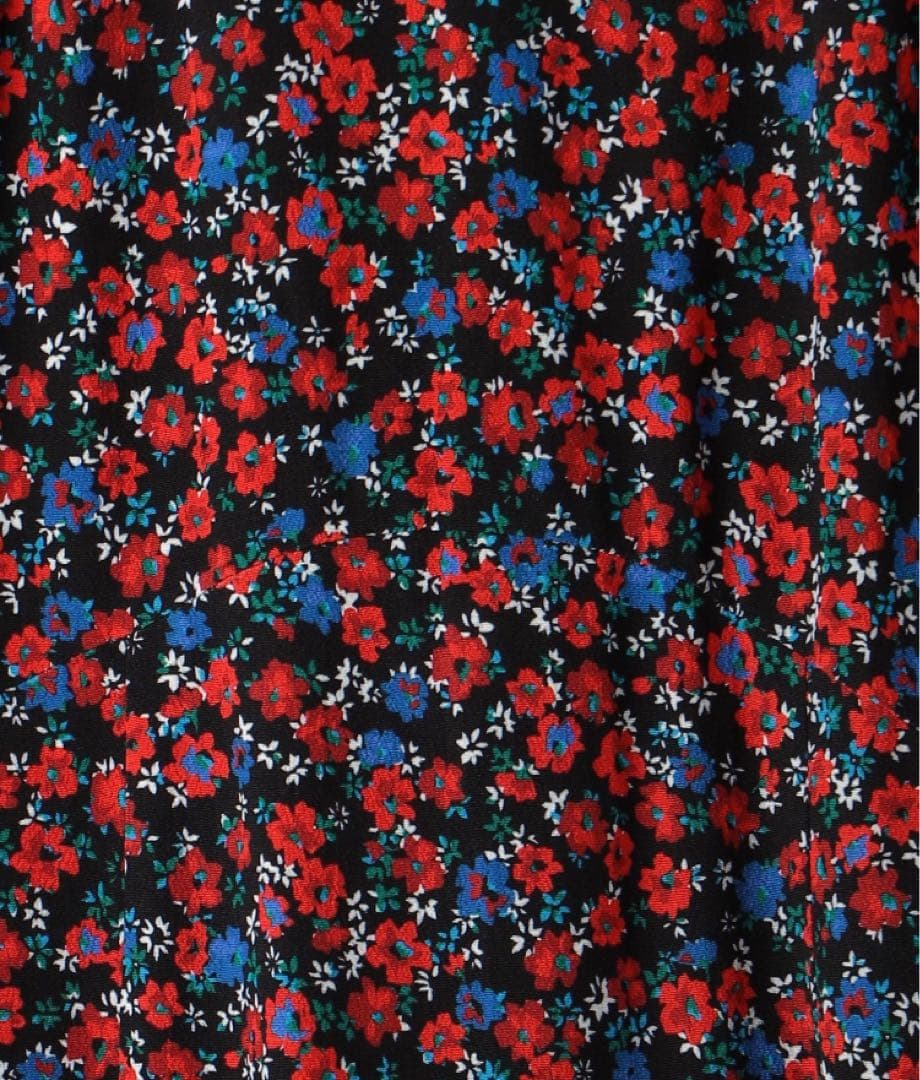 レーヨンフラワープリント ワンピース　レッド　M