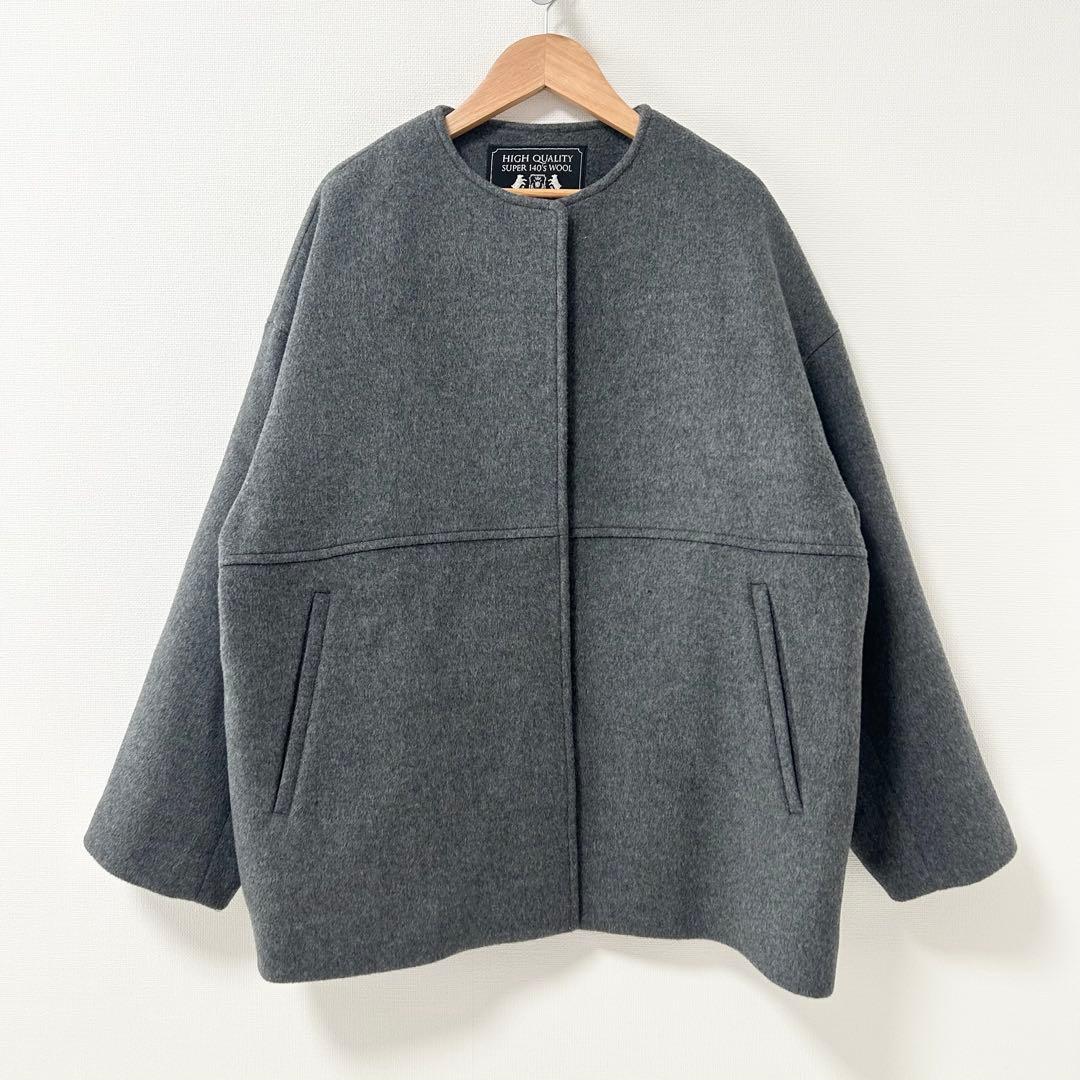 2025✨ジャーナルスタンダード　スーパー140ビーバーノーカラーショートコート