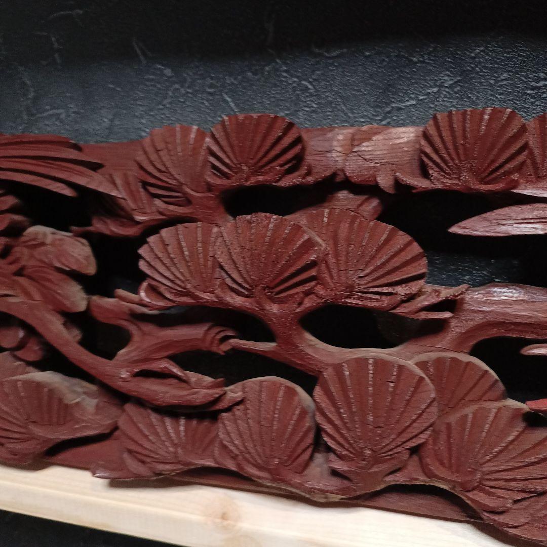 鶴　彫刻　欄間　肉厚　木彫り　寺院　仏閣　アンティーク　骨董品