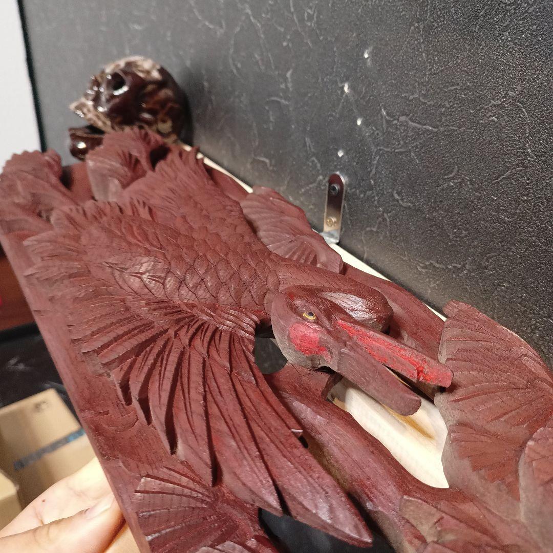 鶴　彫刻　欄間　肉厚　木彫り　寺院　仏閣　アンティーク　骨董品