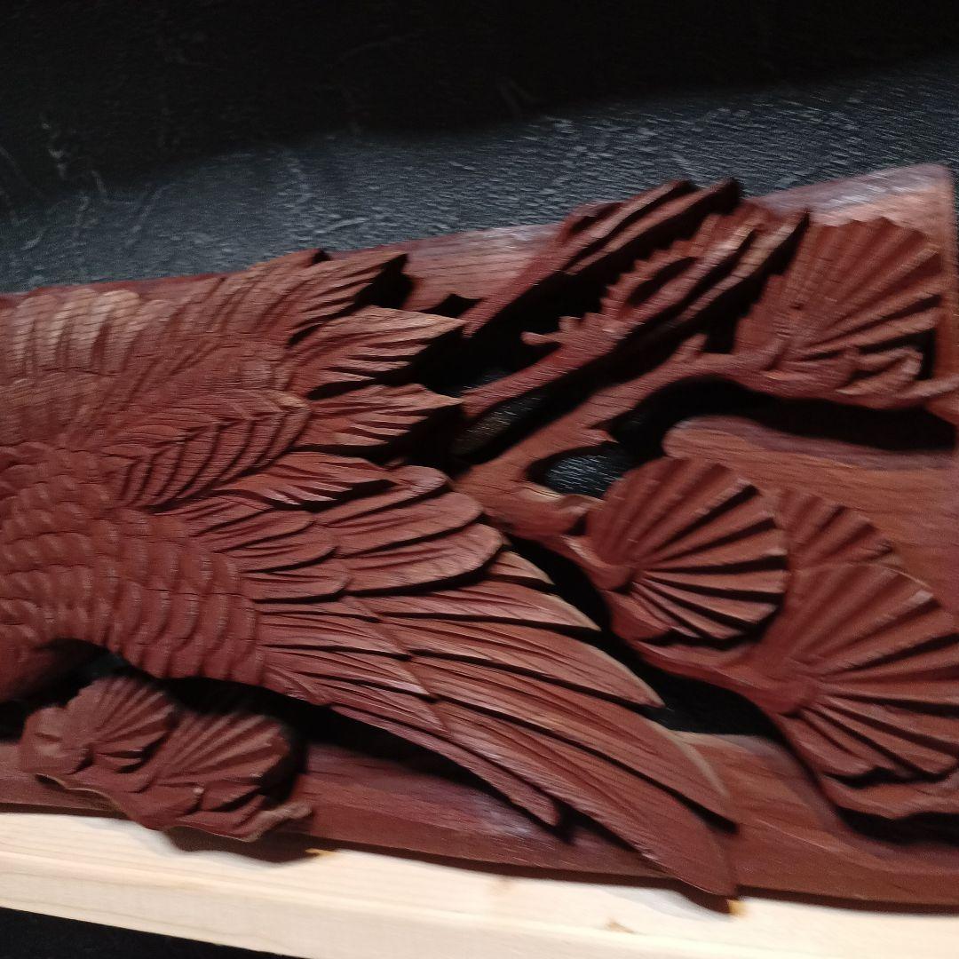 鶴　彫刻　欄間　肉厚　木彫り　寺院　仏閣　アンティーク　骨董品