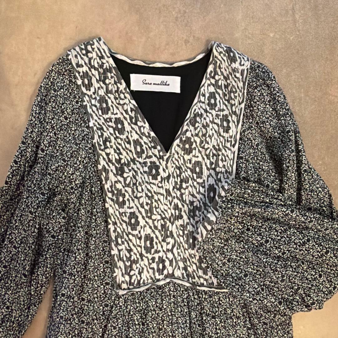 Sara mallika フラワープリント ロングドレス