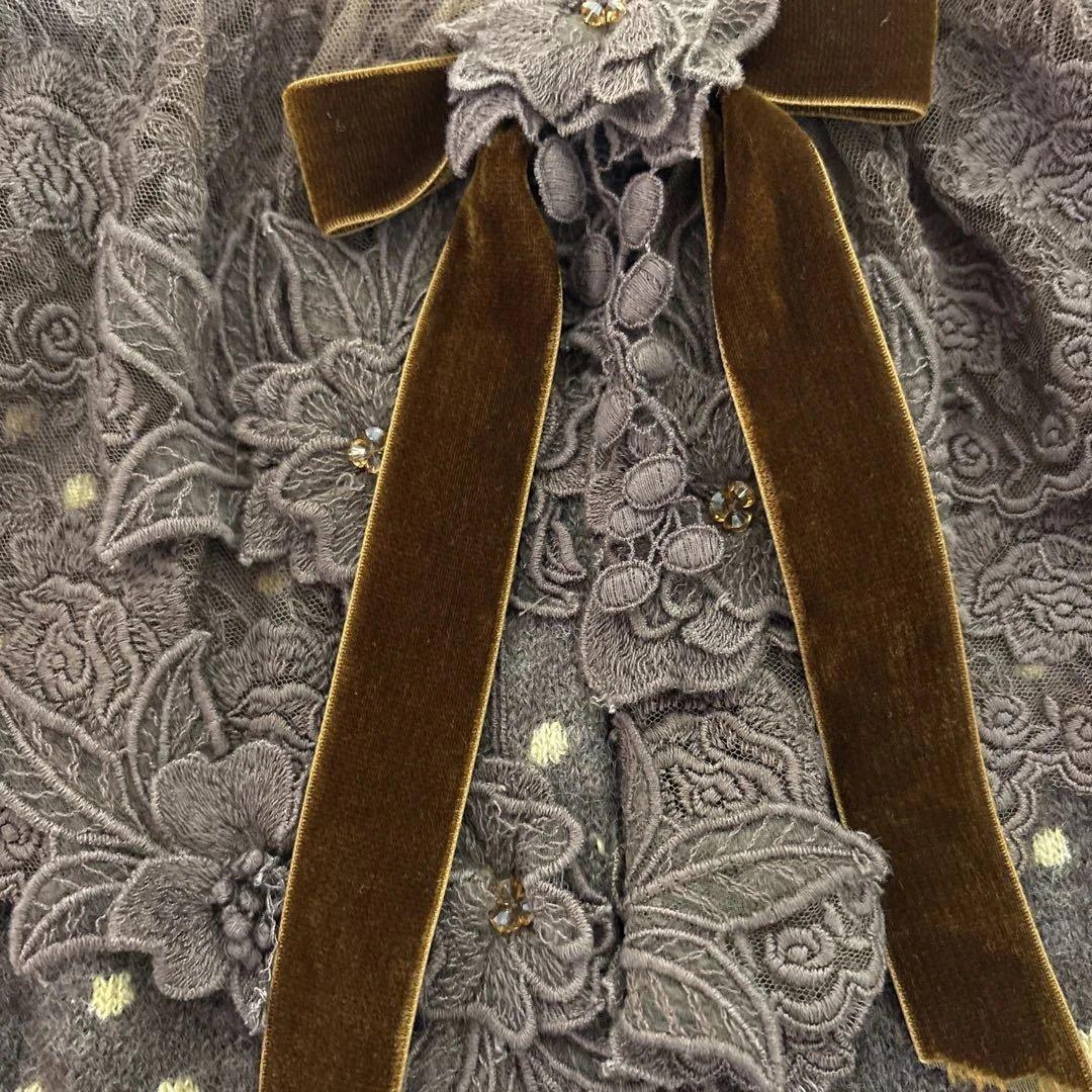 アトリエまりこ♡薔薇モチーフ＆キラキラビーズ・リボンとレースのコート・アミティエ