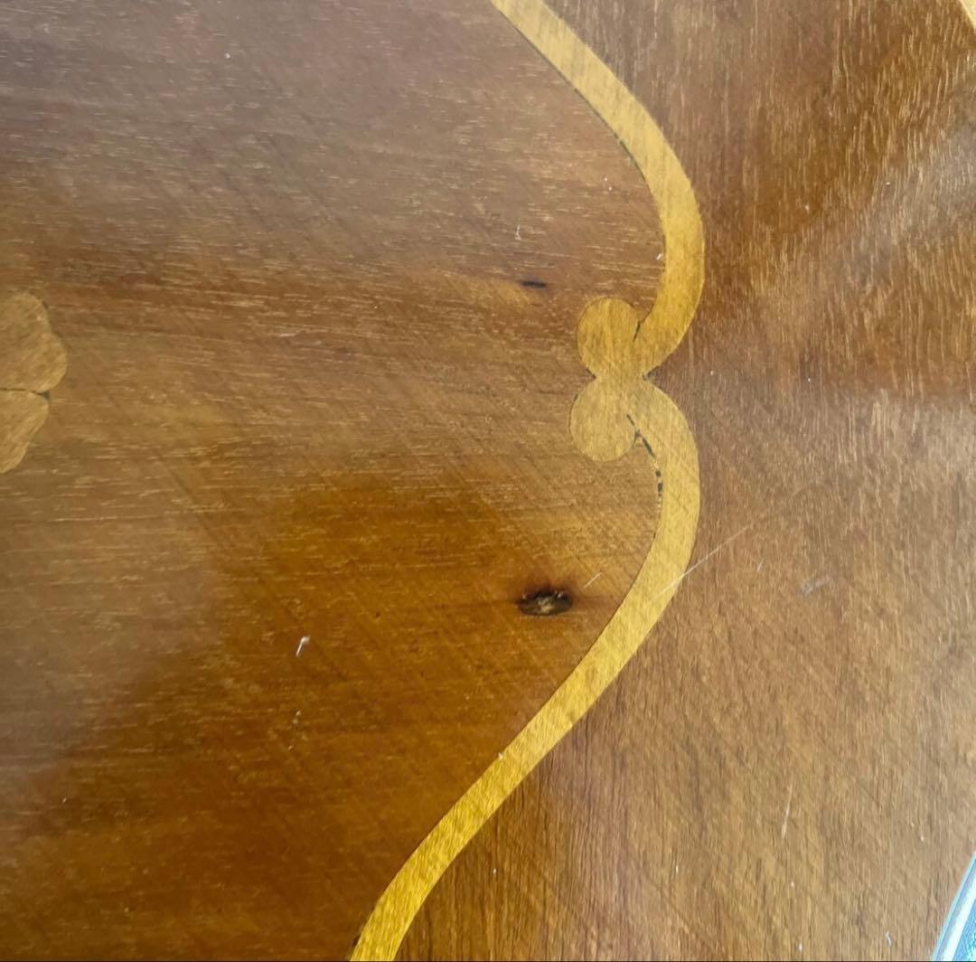 イタリア製　象嵌 テーブル　サイドテーブル　猫足 象嵌細工