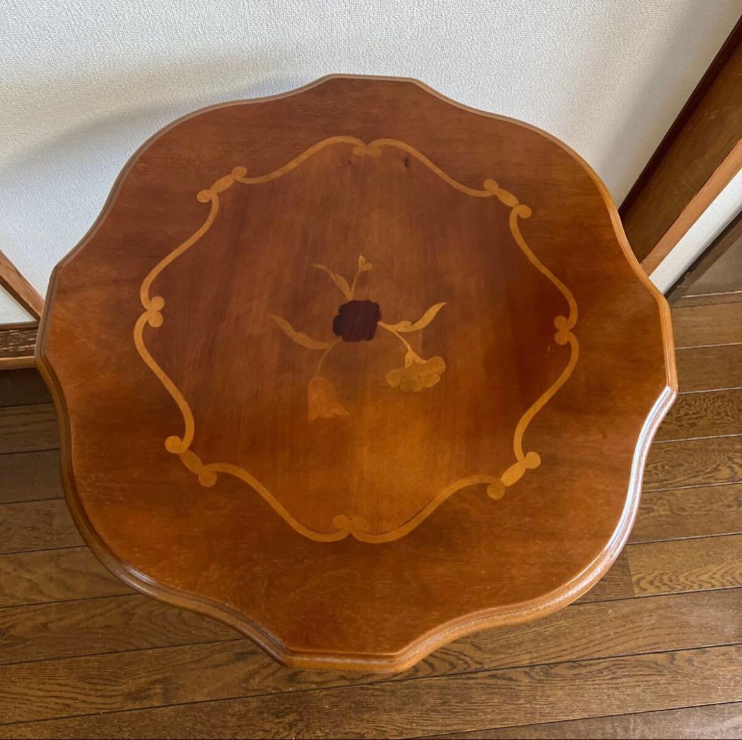 イタリア製　象嵌 テーブル　サイドテーブル　猫足 象嵌細工